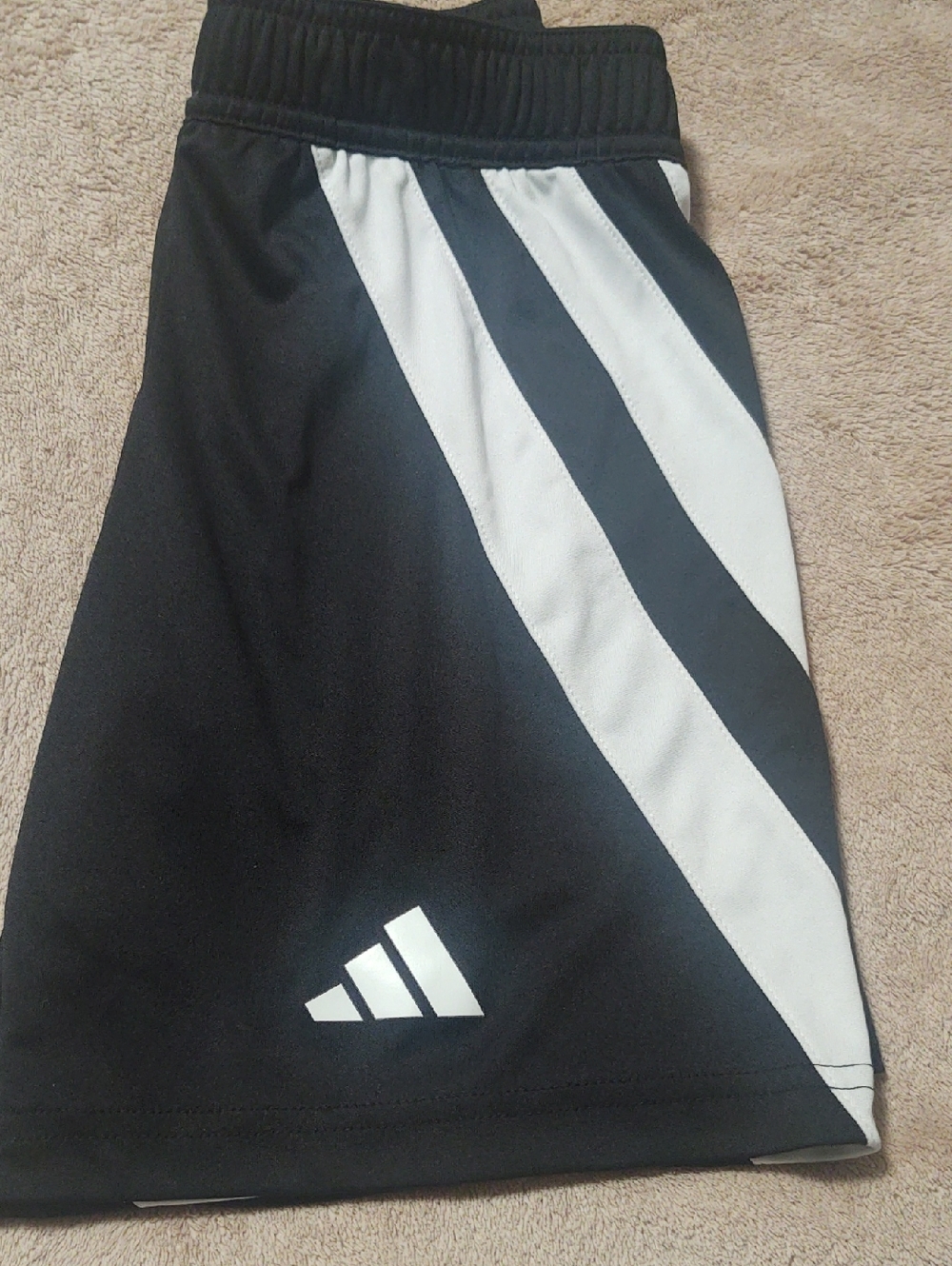 Adidas Aeroready Boy's Black Shorts with White Diagonal Stripes